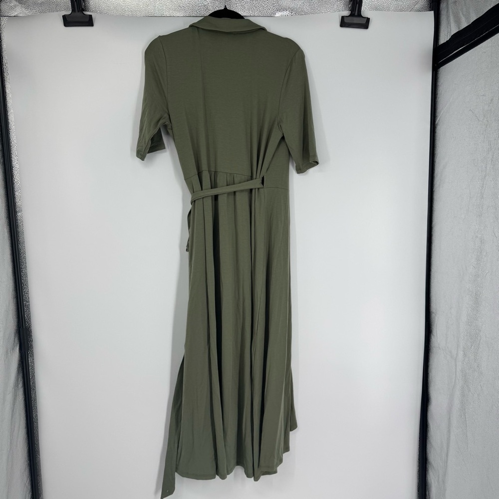 NWT Quince Tencel Jersey Midi Wrap Dress in Sage - Picture 13 of 15